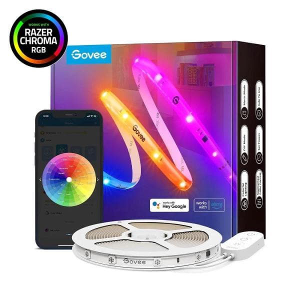 CABLE DE LUCES GOVEE LED RGBIC WIFI + BLUETOOTH LED CON COVERTOR DE PROTECCION 5MTS H619A1D1-OF-LA