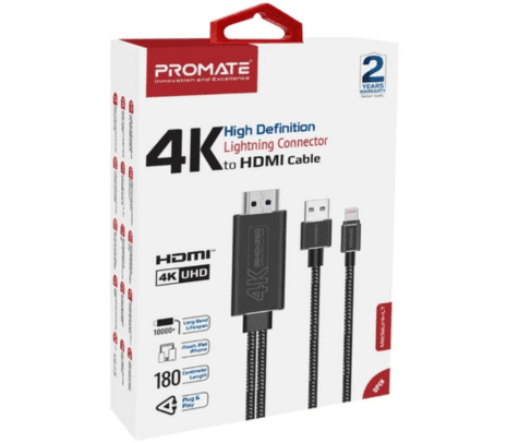 PROMATE MEDIALINK-LT CABLE LIGHTNING A HDMI 4K C/CABLE USB 1.8M (O) - 2