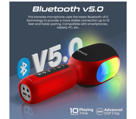 PROMATE VOCALMIC.RED MICROFONO 5 EN 1 CON LUCES RGB INAL+BT (O)(D) - 3
