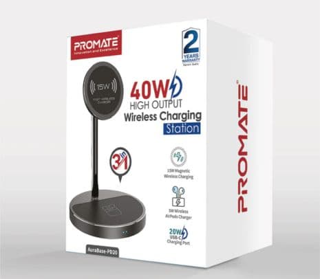 PROMATE AURABASE-PD20.BLACK.EU CARGADOR INALAMBRICO RAPIDO 3 EN 1 NEGRO - 4