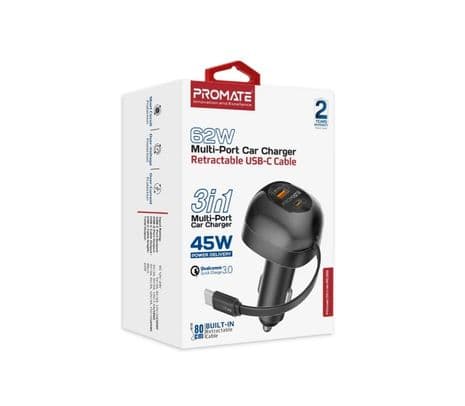 PROMATE POWERDRIVE-RC65 CARGADOR P/AUTO C/CABLE USB-C/USB-A - 2