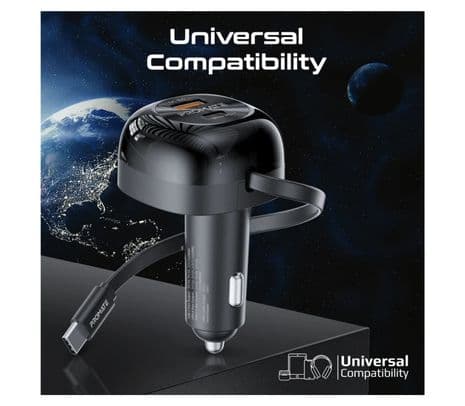 PROMATE POWERDRIVE-RC65 CARGADOR P/AUTO C/CABLE USB-C/USB-A - 5