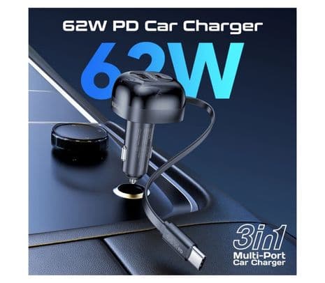 PROMATE POWERDRIVE-RC65 CARGADOR P/AUTO C/CABLE USB-C/USB-A - 6