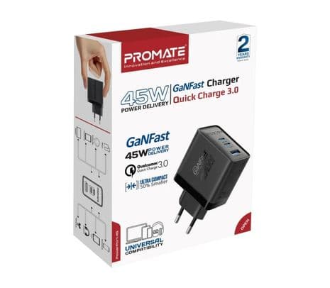 PROMATE POWERPORT-45.BLACK.EU CARGADOR PARED 2 USB-C/USB-A 45W - 2