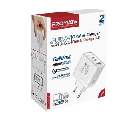PROMATE POWERPORT-45.WHITE.EU CARGADOR PARED 2 USB-C/USB-A 45W - 2