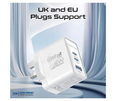 PROMATE POWERPORT-45.WHITE.EU CARGADOR PARED 2 USB-C/USB-A 45W - 3