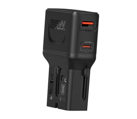 PROMATE TRIPLUG-PD35 CARGADOR PARED C/ADAPTADOR UNIVERSAL