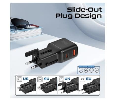 PROMATE TRIPLUG-PD35 CARGADOR PARED C/ADAPTADOR UNIVERSAL - 3