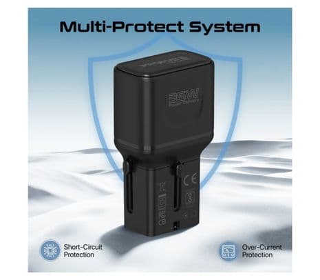 PROMATE TRIPLUG-PD35 CARGADOR PARED C/ADAPTADOR UNIVERSAL - 4