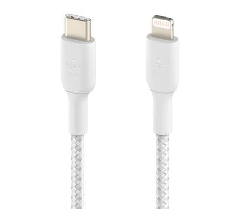 BELKIN CAA004BT1MWH CABLE USB-C A LIGHTNING BRAIDED BLANCO 1M - 3