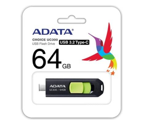 ADATA PEN DRIVE ACHO-UC300-64G-RBK/GN 64GB USB-C NEGRO/VERDE - 2