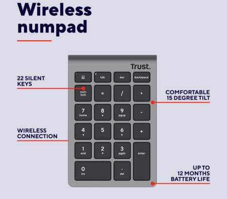 TRUST 25709 TECLADO NUMERICO XALAS INALAMBRICO - 2