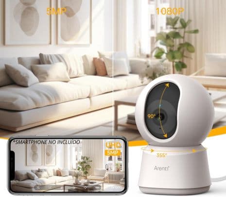 ARENTI P2F CAMARA VIGILANCIA P/INTERIOR WIFI 5MP HD 5.8GHZ - 2