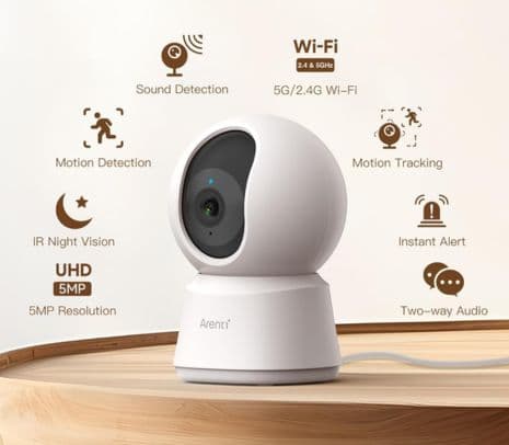 ARENTI P2F CAMARA VIGILANCIA P/INTERIOR WIFI 5MP HD 5.8GHZ - 3
