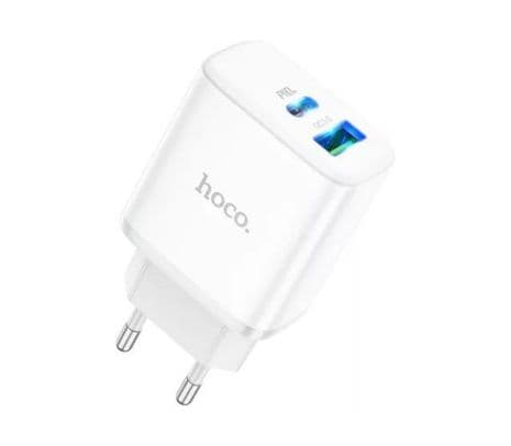 HOCO C105A CARGADOR PARED 1 USB-C/1 USB-A QC3.0 EU 20W WHITE - 2