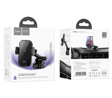 HOCO HW5 JOURNEY SOPORTE Y CARGADOR INALAMBRICO P/AUTO BLACK - 2