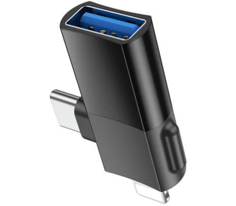 HOCO UA17 ADAPTADOR USB-C Y LIGHTNING A USB-A BLACK - 3