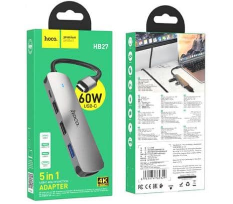 HOCO HB27 HUB USB-C A USB-A/USB-C/HDMI METAL GREY - 2