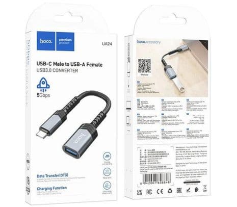 HOCO UA24 ADAPTADOR USB-C A USB-A 3.0 METAL GREY - 3