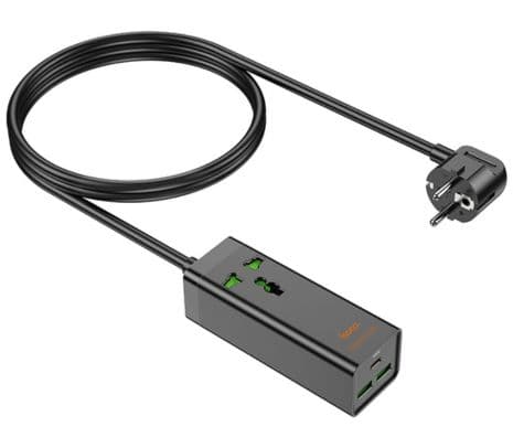 HOCO AC9A CARGADOR/ZAPATILLA SCHUKO C/1 1 USB-C/2 USB-A BLACK 30W(O) - 3