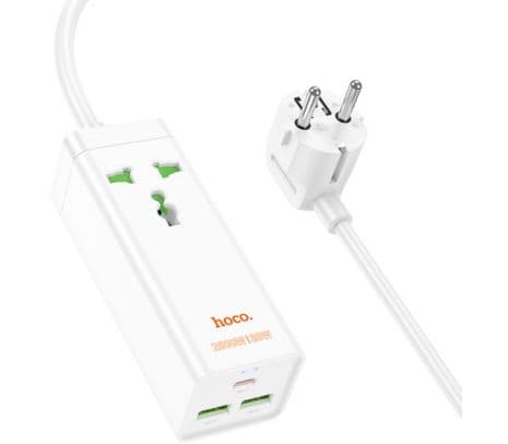 HOCO AC9A CARGADOR/ZAPATILLA SCHUKO C/1 1 USB-C/2 USB-A WHITE 30W (D) - 3