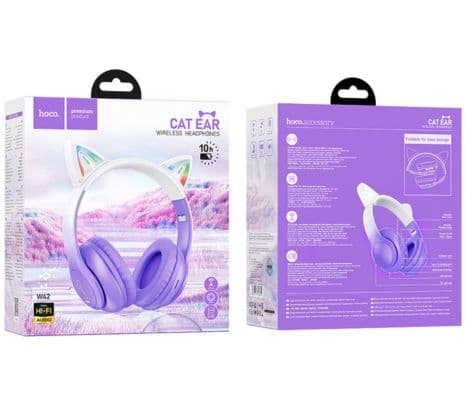 HOCO W42 HEADPHONES CAT CON OREJAS P/NIÑOS BT PURPLE GRAPE - 2
