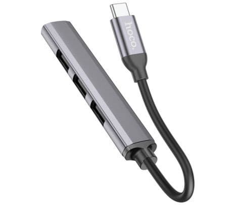 HOCO HB26 HUB 4 EN 1 USB-C A 1 USB-A 3.0 Y 3 USB-A 2.0 METAL GREY - 3
