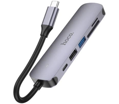 HOCO HB28 HUB USB-C A HDMI/USB-A/SD/TF/PD METAL GREY - 3