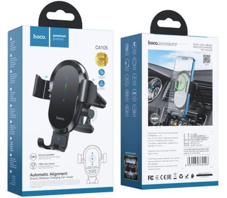 HOCO CA105 GUIDE SOPORTE Y CARGADOR INALAMBRICO DE AUTO BLACK - 2