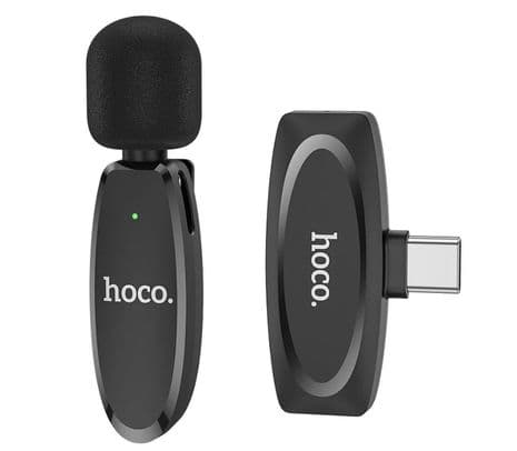 HOCO L15 USB-C CRYSTAL LAVALIER MICROFONO INALAMBRICO BLACK