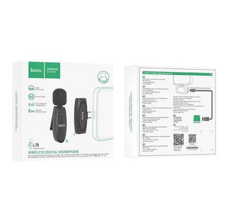 HOCO L15 USB-C CRYSTAL LAVALIER MICROFONO INALAMBRICO BLACK - 3