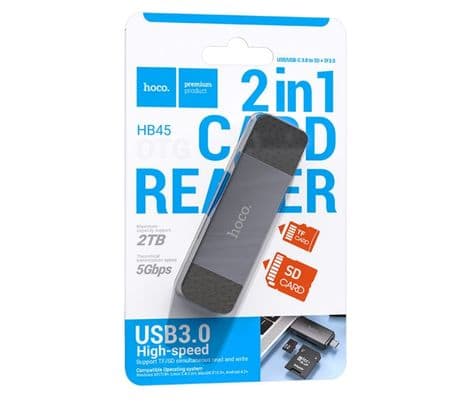 HOCO HB45 ADAPTADOR 2 EN 1 USB-A/USB-C 3.0 C/LECTOR TARJETA - 3