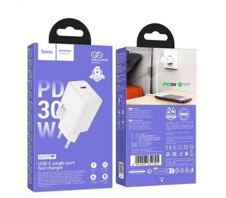 HOCO N70 CARGADOR PARED BLANCO SINGLE PORT PD30W - 3