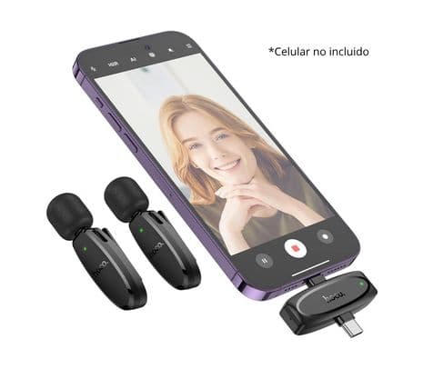 HOCO L15 DUAL-MIC CLIP ON MICROFONO INALAMBRICO (LIGHTNING/USB-C) - 3