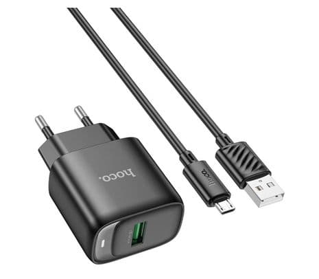 HOCO C140A BLACK CARGADOR DE PARED SINGLE PORT USB QC3.0 18W - 3