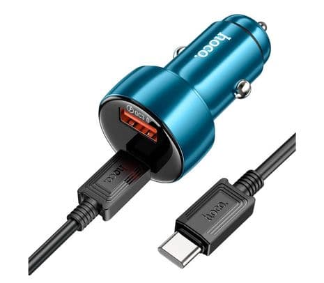 HOCO Z50 CARGADOR DE AUTO DUAL PORT 48W USB-A Y USB-C BLUE - 2