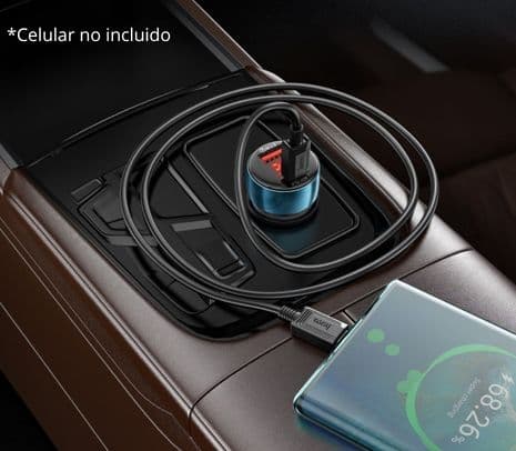 HOCO Z50 CARGADOR DE AUTO DUAL PORT 48W USB-A Y USB-C BLUE - 3