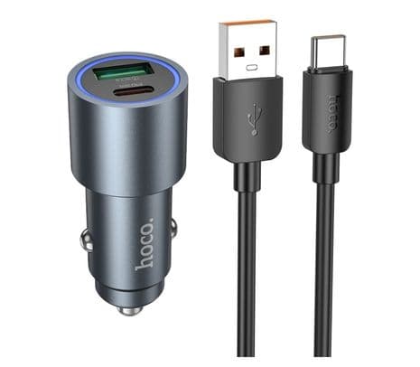 HOCO Z57A CARGADOR DE AUTO DUAL PORT USB-C A USB-C C/CABLE USB-C - 3