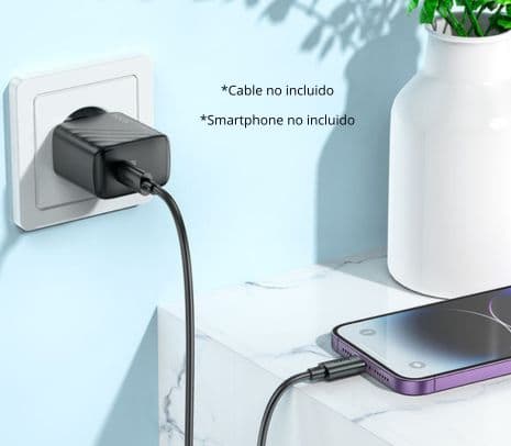 HOCO CS22A CARGADOR DE PARED PD30W 1 USB-C BLACK - 3