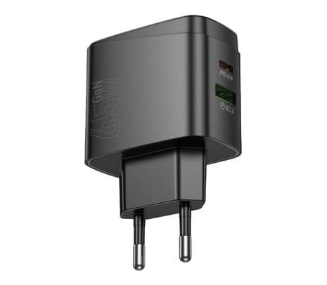 HOCO CS63A CARGADOR DE PARED PD65W 1 USB A Y 1 USB-C BLACK - 3