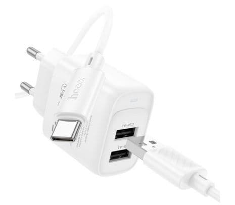 HOCO C141A CARGADOR DE PARED C/CABLE USB-C 10.5W WHITE