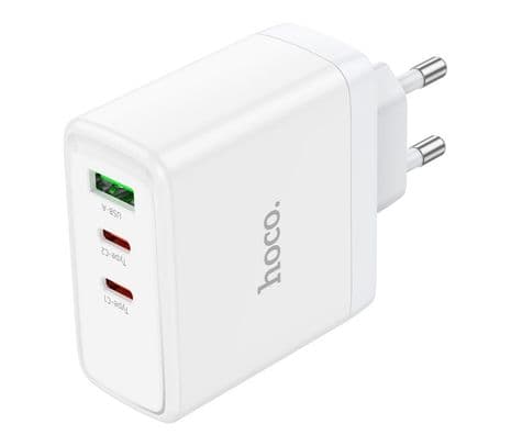 HOCO N30 CARGADOR DE PARED PD65 W 2 USB-C QC3,0 Y 1 USB A WHITE - 4