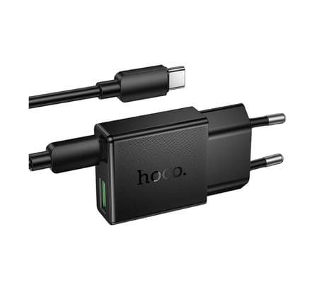HOCO N73 CARGADOR DE PARED 20W 1 USB-C Y 1 USB-A C/CABLE USB-C BLACK - 2