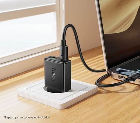 HOCO N73 CARGADOR DE PARED 20W 1 USB-C Y 1 USB-A C/CABLE USB-C BLACK - 3