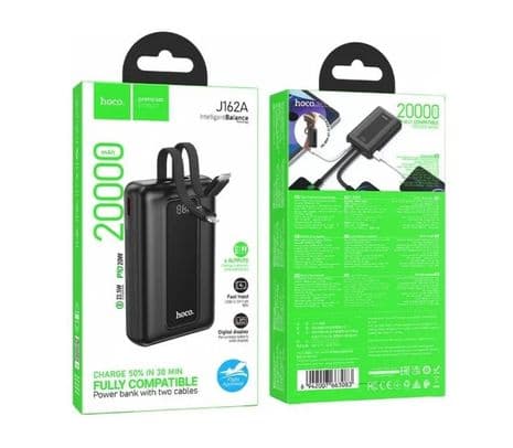 HOCO J162A POWERBANK 22.5W+PD20W 20.000MAH CON DOS CABLES BLACK - 3