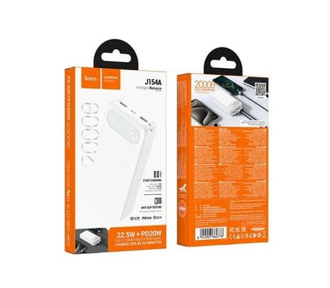 HOCO J154A POWERBANK VICTORIOUS 22.5W+PD20W 20.000MAH WHITE - 4