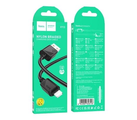 HOCO X113 BENEFICIO PD 27W FAST CHARGE CABLE USB-A LIGHTNING BLACK 1.0M - 3