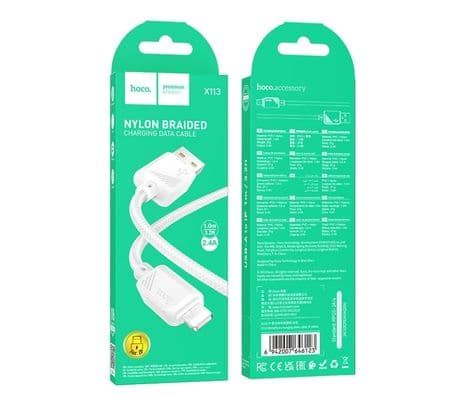 HOCO X113 BENEFICIO PD 27W FAST CHARGE CABLE USB-A LIGHTNING WHITE 1.0M - 3