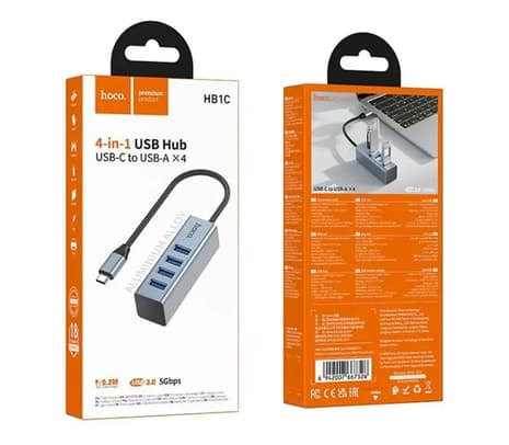 HOCO HB1C HUB 4 EN 1 USB-C A 4 USB-A 3.0 METAL GRAY - 3
