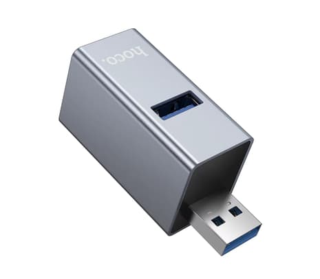 HOCO HB54A HUB 3 EN 1 USB-C A 2 USB-A 2.0 Y 1 USB-A 3.0 METAL GRAY - 2